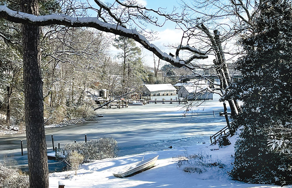 Sprout Cove creek in Urbanna froze over this past weekend